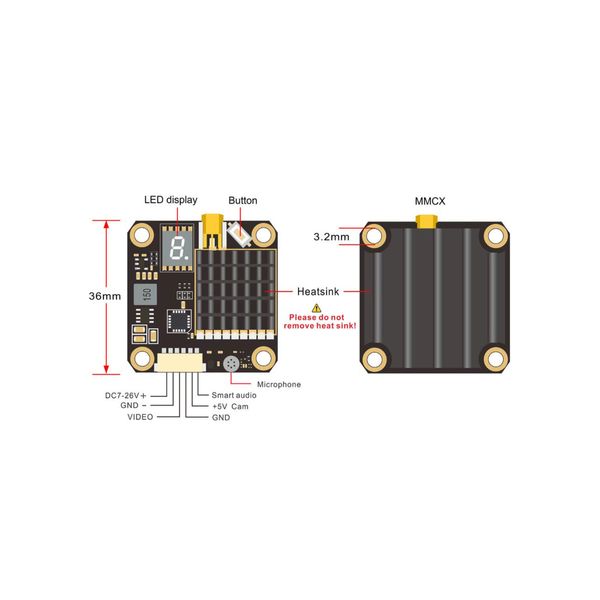 Відеопередавач (VTX) AKK FX2-Dominator 2W 5.8GHz 40CH (AKK-FX2/TX2000) 1102 фото