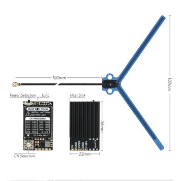 Відеопередавач (VTX) Rush 1.2/1.3GHz VTX 25/800mW 9CH (HP-1G3VTX)		 1106 фото